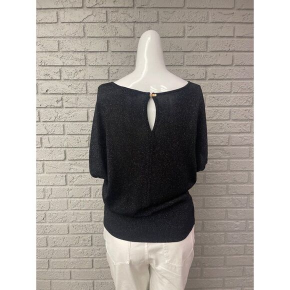Premise Black Dolman Sleeve Top with Silver Shimmer Size M - Picture 2 of 9